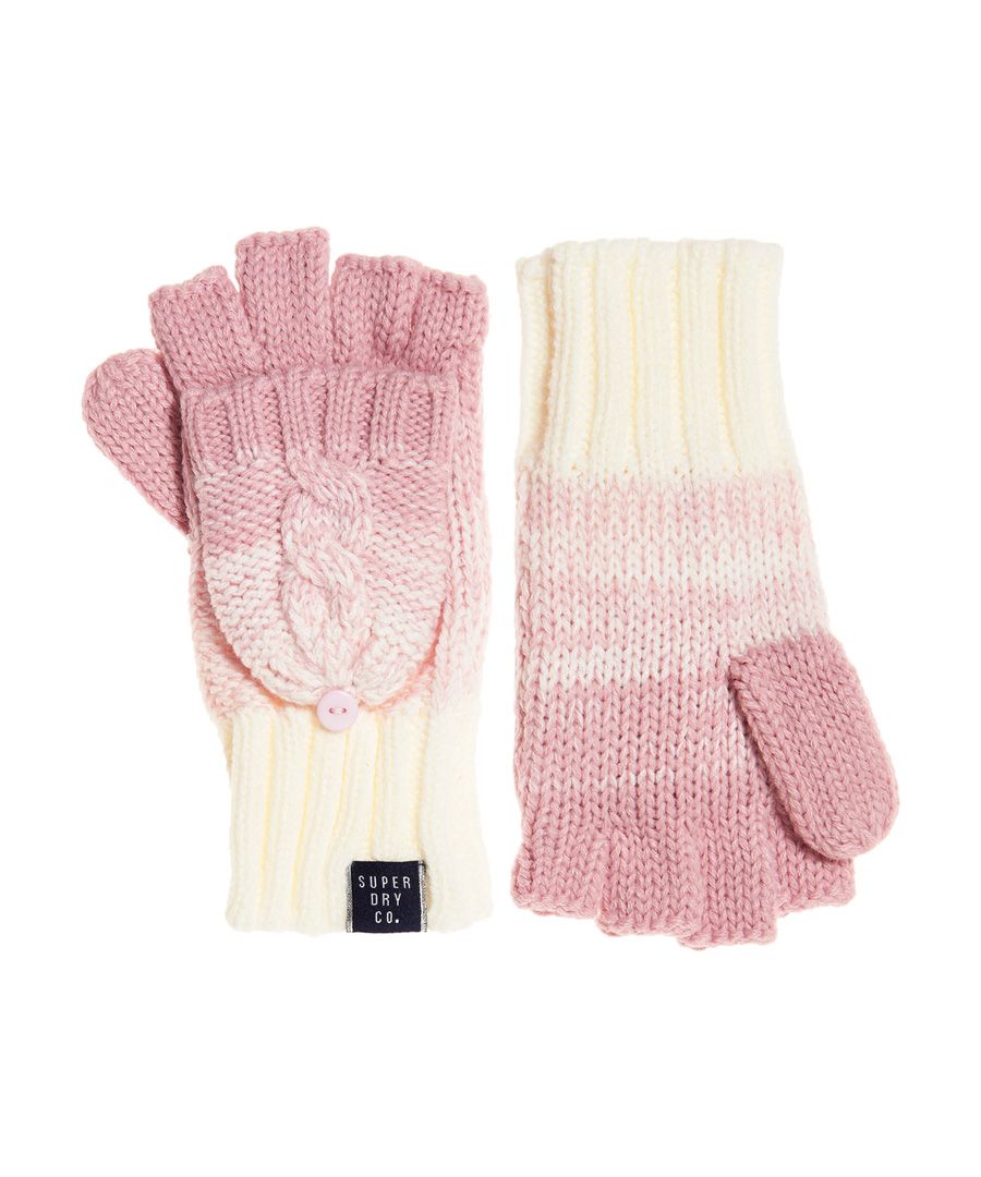 Superdry Womens Clarrie Cable Mittens - Pink - One Size