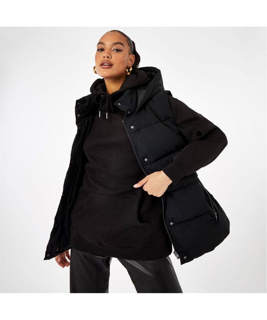 Firetrap  Womens Funnel Neck Gilet Puffer Outerwear Top - Black - Size UK 16 (Women's)