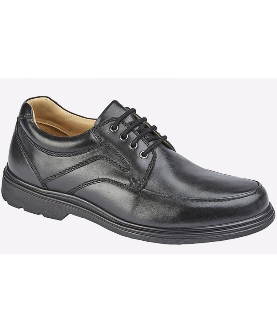 Roamers Waite Leather Shoes Mens Extra Wide - Black - Size UK 7