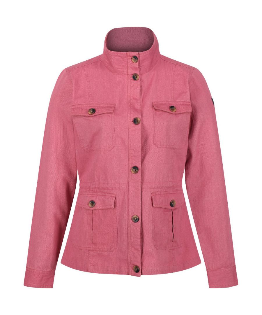 Coolweave 100% sustainable cotton twill fabric. Durable water repellent finish. 2 chest patch pockets with button down flaps. Adjustable drawcord waist. 2 Lower patch pockets with branded button down flaps.