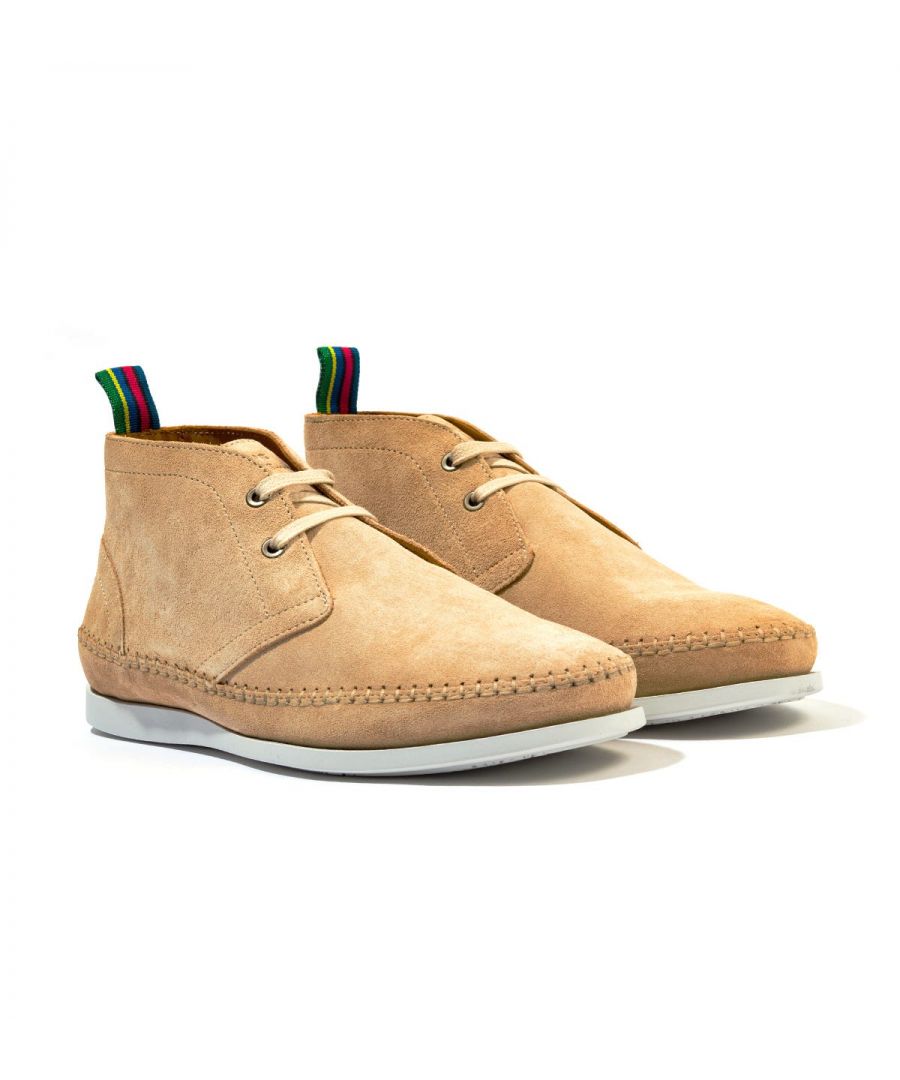 PS Paul Smith brings fresh and re-imagined designs for a new era and the Neon suede leather boots, are the perfect pair to refresh your footwear for the new season. Crafted from premium suede cow leather with a stitched panel construction. Tonal stitching creates a sleek, slimline finish and the metal eyelet lace-up opening adds to the streamlined look. Finished with the signature Paul Smith stripe pull tab. Genuine Suede Cow Leather Uppers, Contrasting Rubber Sole, Two Metal Eyelet Lace Up , Stitched Panelling, Pull Tab , Foil-embossed Logo Footbeds, PS Paul Smith Branding.
