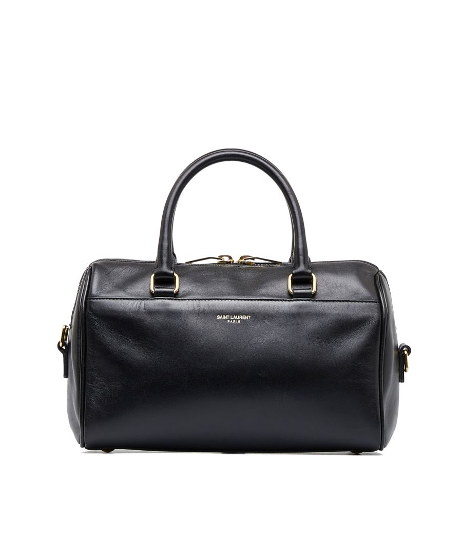 saint laurent pre-owned womens vintage classic baby duffle satchel black calf leather - one size