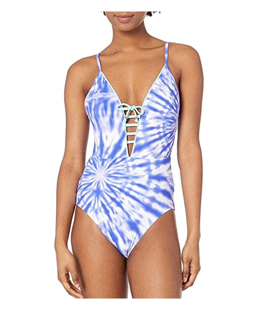Seafolly Beach Break Tie Up Swimsuit,this non wired swimsuit comes with removeable padded cups. Adjustable thin arm straps, complete with a tie up detail at the front and low scoop back for a feminine finish.