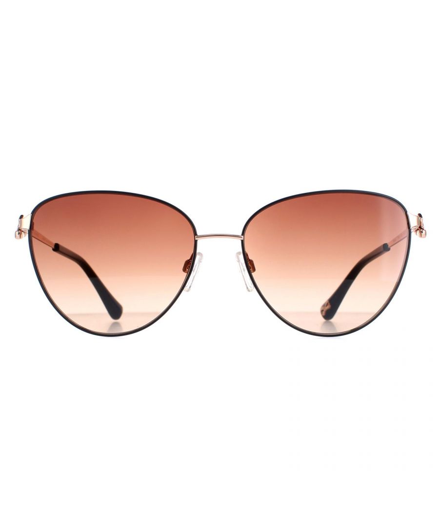 Ted Baker Oval Womens Black Brown Gradient TB1546 Hanna  Sunglasses are a glamorous feminine style with some lovely detailing from Ted Baker at the temple.