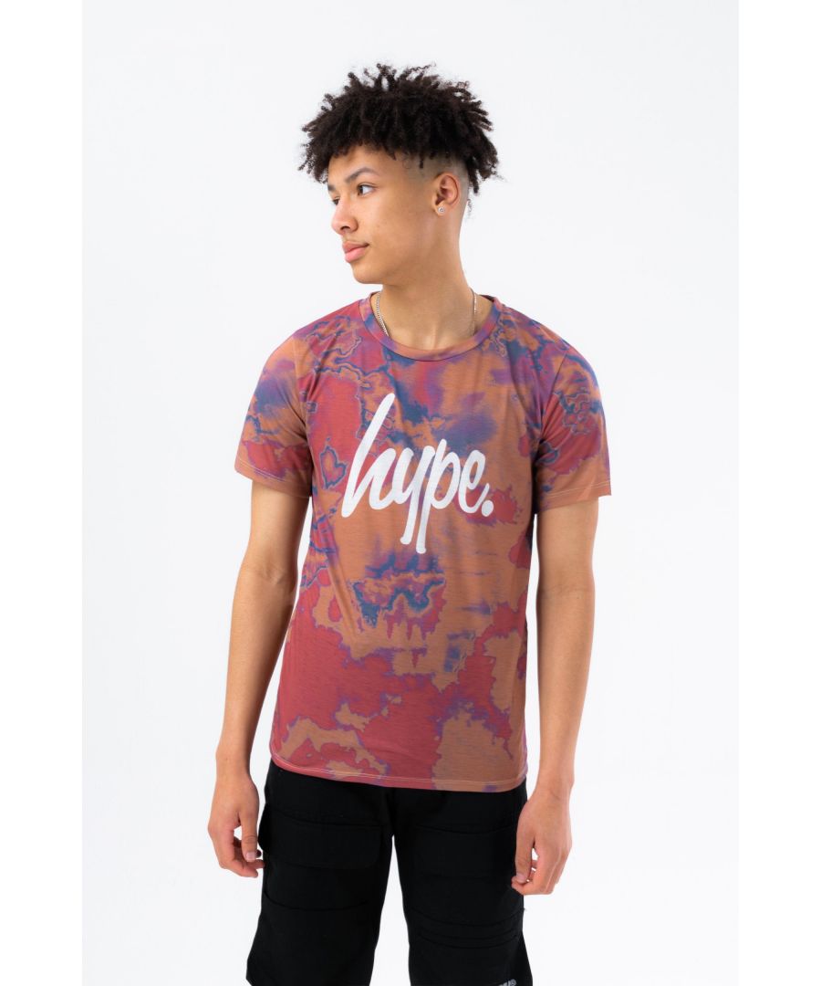 Make a statement in the HYPE. Boys Brown Blush Tie Dye Script T-Shirt. Designed in our standard kids tee shape and made from a soft touch 95% polyester 5% elastane fabric blend for the ultimate comfort. Featuring an all-over brown and blush tie dye print, boasting the iconic HYPE. logo in white script, and finished with a crew neckline and short sleeves. Wear with jeans and a jacket for a casual-smart fit or a pair of black HYPE. joggers for a more casual look. Machine wash at 30 degrees. 