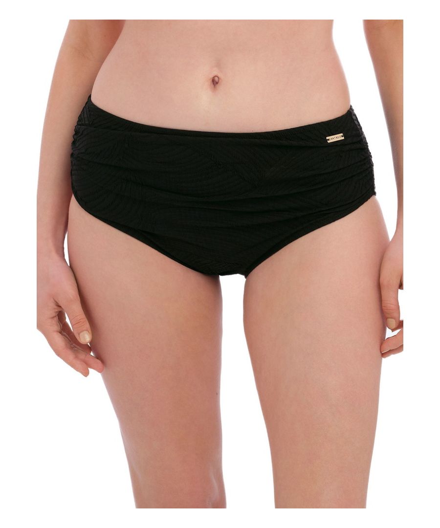 Fantasie Womens Ottawa Deep Gathered Brief - Black Polyamide - Size 2XL