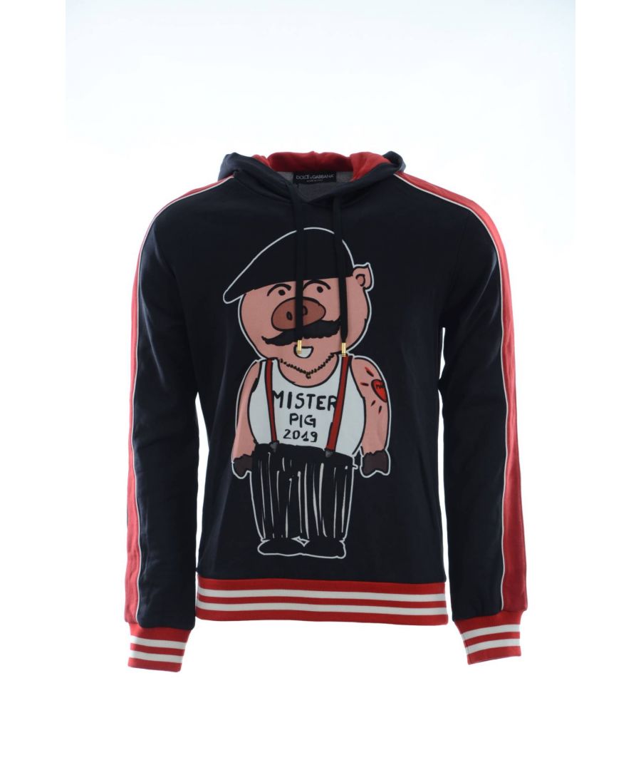 Dolce & Gabbana Men Hooded Sweatshirt\nPrinted Mister Pig