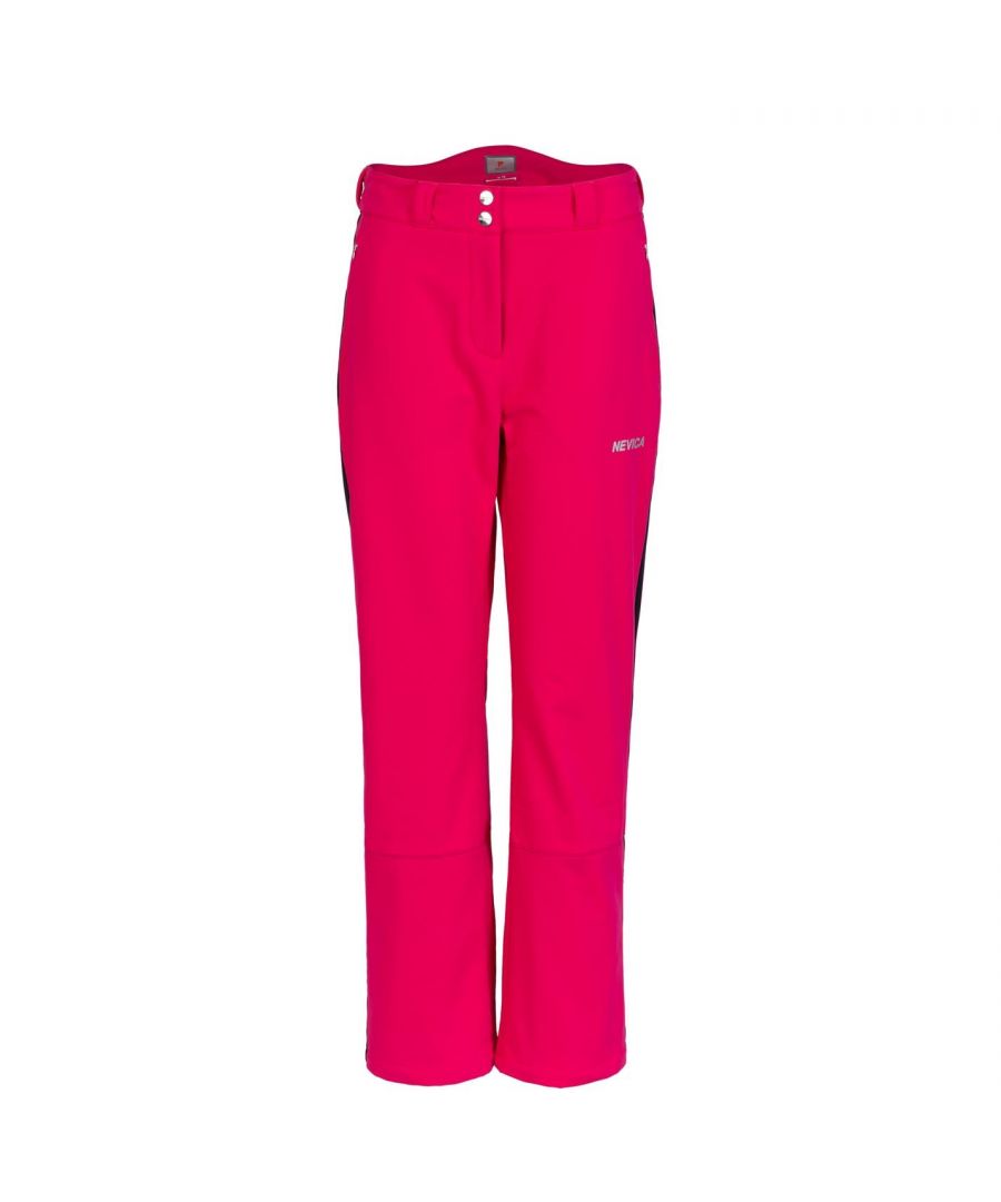 Nevica Softshell Pants Ladies - The Nevica Softshell Pants are an absolute must-have. Crafted with a thick, durable fabric, these trousers are both waterproof and breathable. Thanks to their zip fly and double snap fastening waistband, these are a comfortable and secure choice. What's more? The zip fastening ankle cuffs are finished with internal snow gaiters, which will help keep moisture at bay whilst you're out and about. Double snap fastening fastening waistband - Zip up fly - Zip fastening ankle cuffs - Internal snow gaiters - 2 zip pockets - 15K waterproof - 10K breathable - Padded construction - Nevica branding Machine washable > Keep away from fire