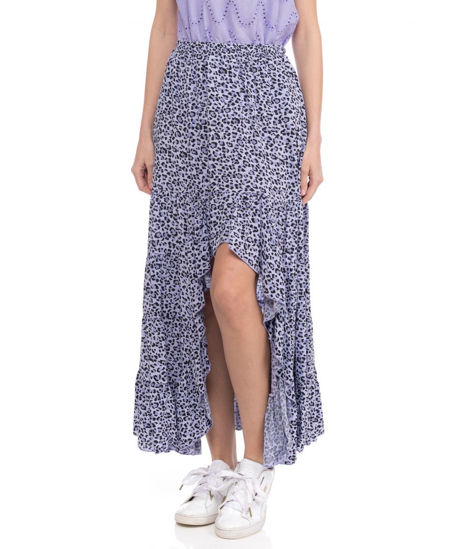 High-low animal print skirt with ruffles