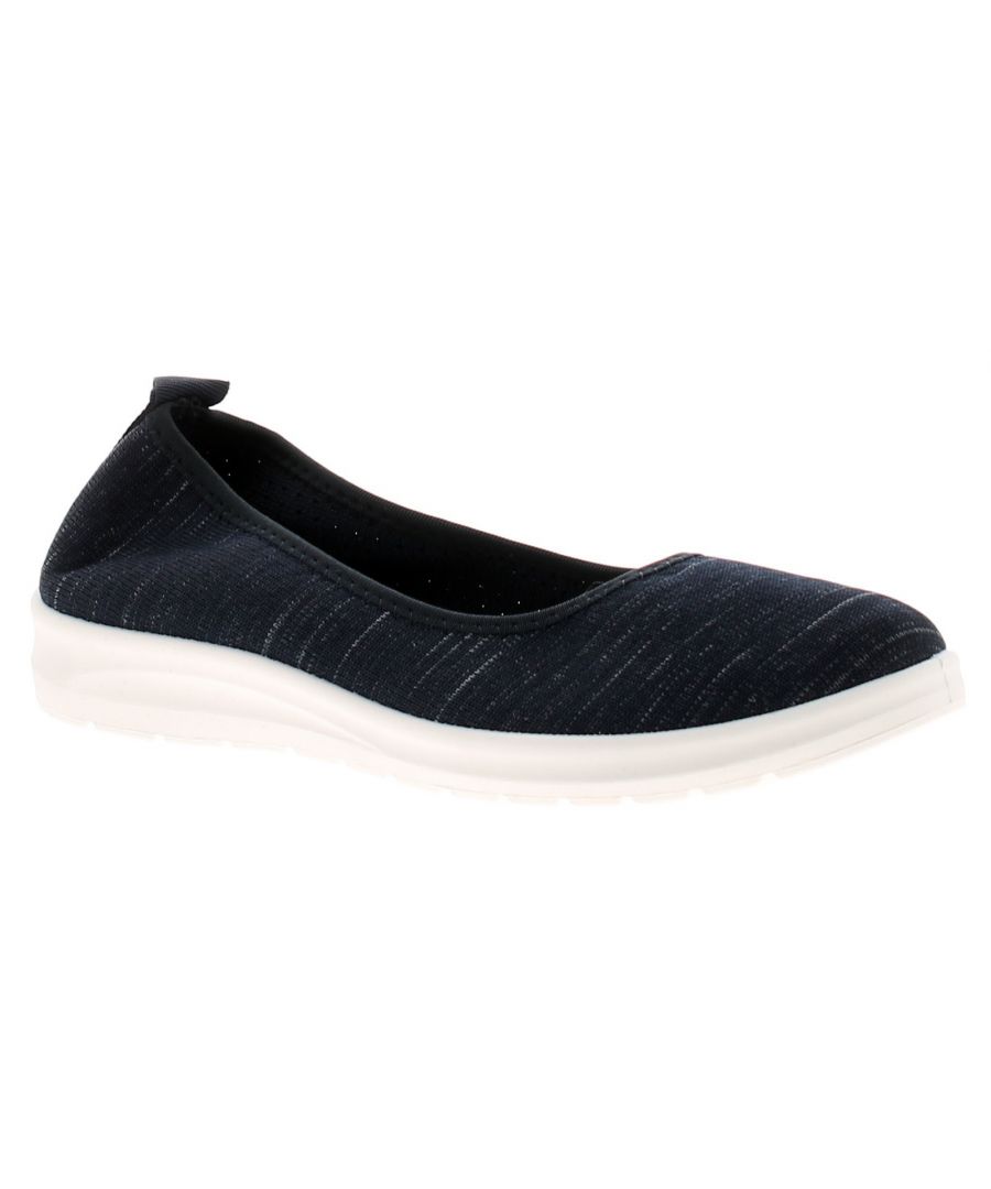 Platino Melinda Womens Trainers Navy. Fabric Upper. Fabric Lining. Synthetic Sole. Ladies Womens Textile Slip On Shoes Trainers.
