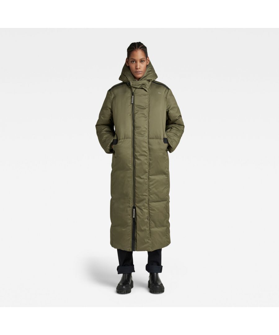 g star raw womens g-star raw g - whistler padded extra long parka - green - size x-large