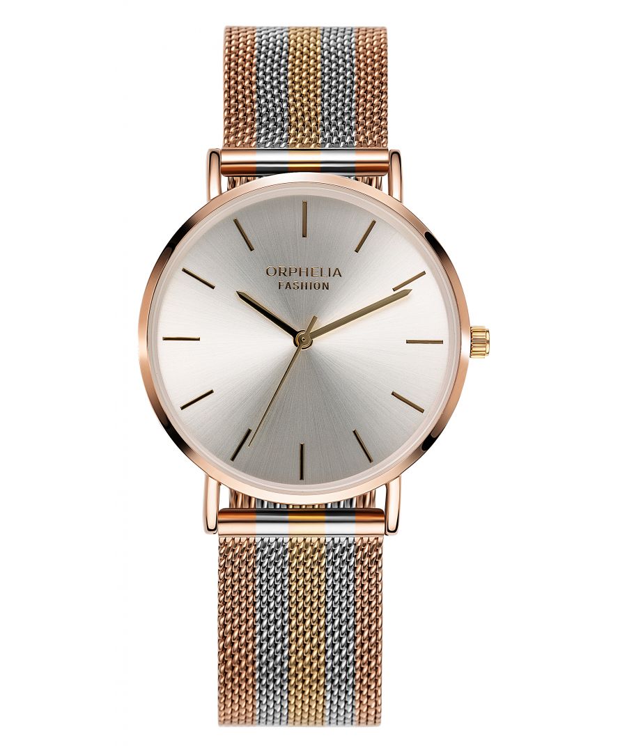 This Orphelia Fashion Milano Analogue Watch for Women is the perfect timepiece to wear or to gift. It's Rose Gold 36 mm Round case combined with the comfortable Multicolour Stainless steel watch band will ensure you enjoy this stunning timepiece without any compromise. Operated by a high quality Quartz movement and water resistant to 3 bars, your watch will keep ticking. CLASSIC DESIGN: Orphelia Fashion watch with a Miyota Japanese Quartz movement has a Stainless steel band. The matching colours of the dial and strap will add style to your life PREMIUM QUALITY: By using high-quality materials, Glass: Mineral Glass, Case material: Alloy, Bracelet material: Stainless steel- Water resistant: 3 bars COMPACT SIZE: Case diameter: 36 mm, Height: 7 mm, Strap- Length: 20 cm, Width: 18 mm. Due to this practical handy size, the watch is absolutely for everyday use-Weight: 55 g