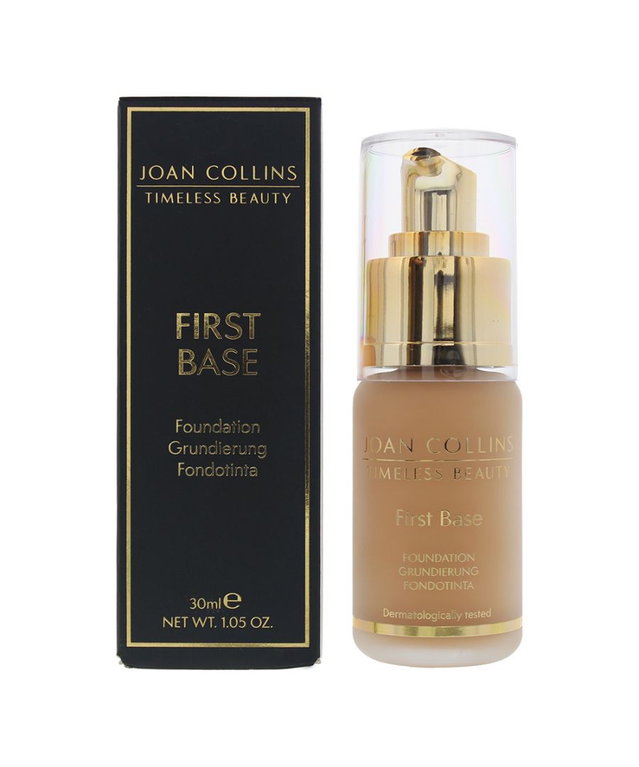 The Joan Collins First Base Foundation has been formulated to promote skincare and act as foundation. When used it creates a smooth, flawless complexion, leaving skin looking radiant with a natural finish, and increasing collagen. The foundation contains Hyaluronic Acid, which provides moisture to the skin and fills in fine lines.