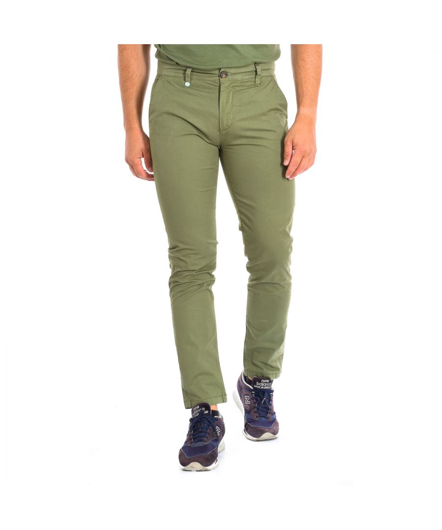 La Martina Mens Long trousers with straight cut hems TMT002-TW417 man - Green Cotton - Size 32 (Waist)