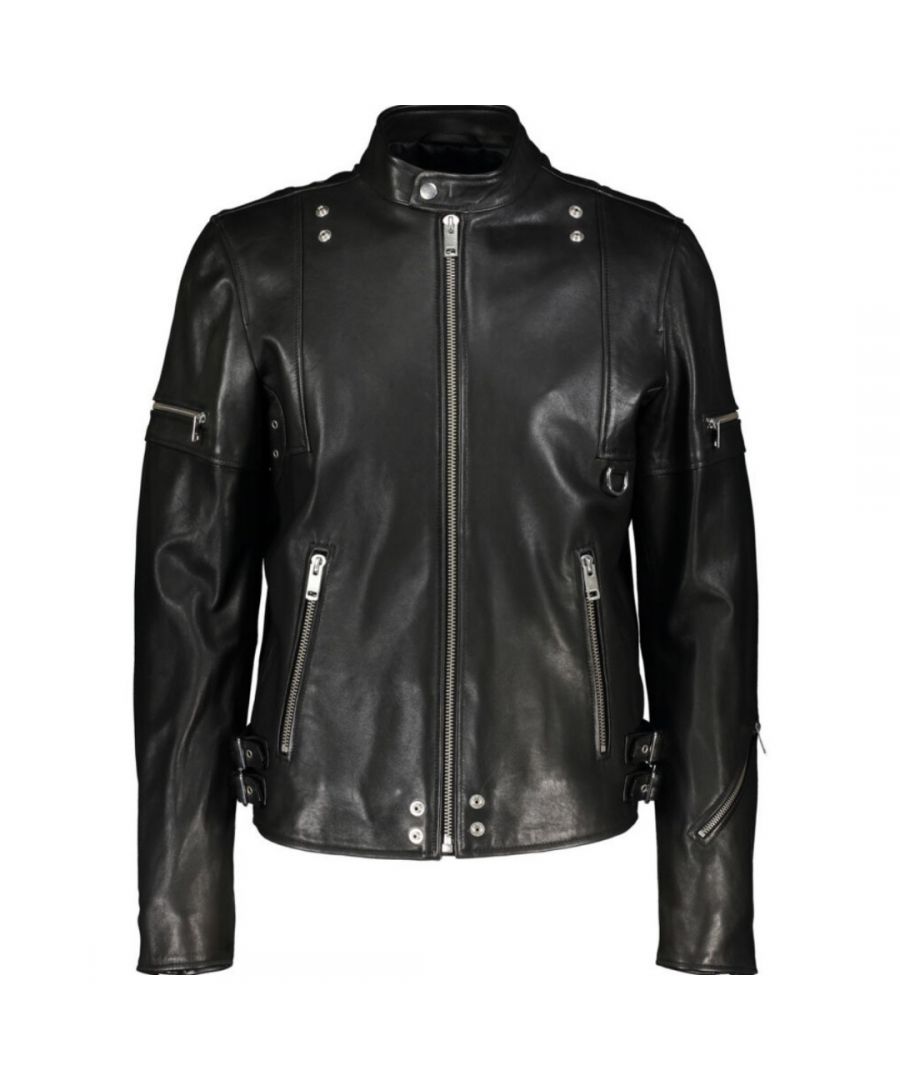 Diesel L-Tovmas Black Leather Jacket. Diesel L-Tovmas 900 Black Leather Bomber Jacket. Central Zip Closure. 2 Zip Closure Side Pockets. Regular Fit, Fits True To Size. 100% Lambskin Leather