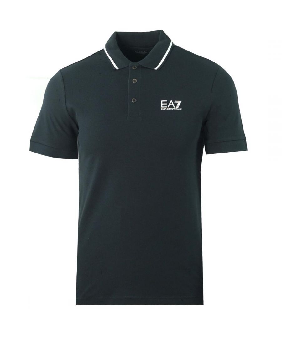 EA7 Mens Night Blue Polo Shirt Cotton - Size Small