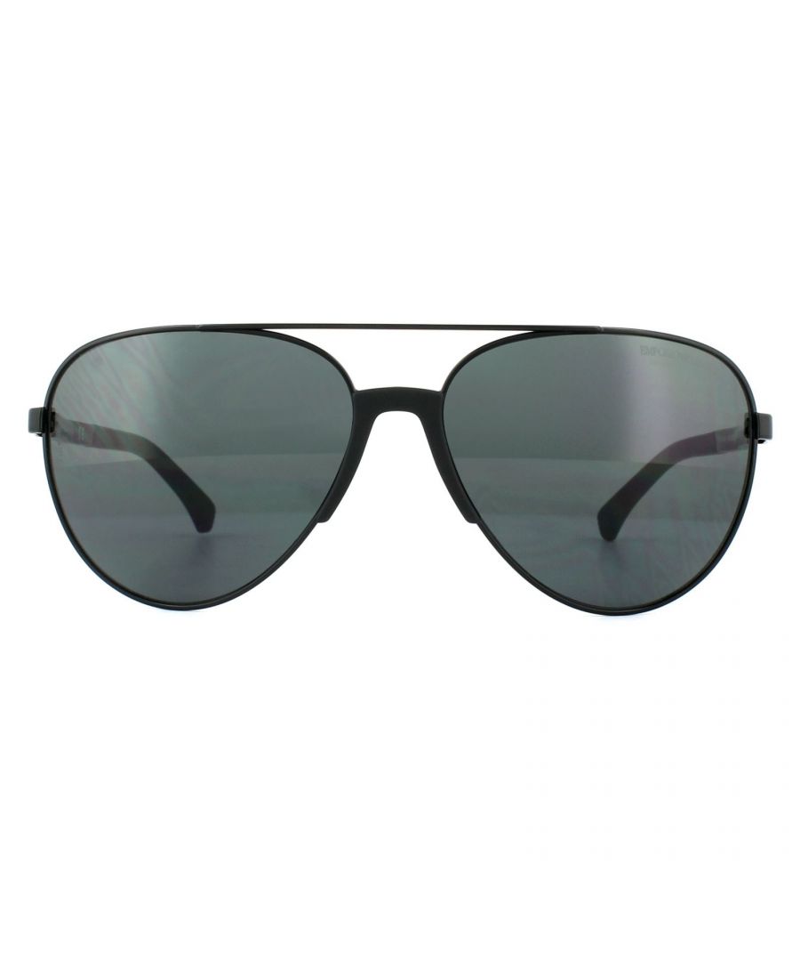 Emporio Armani Sunglasses 2059 320387 Matt Black Grey are an Aviator shape which is made of Metal and are for Men