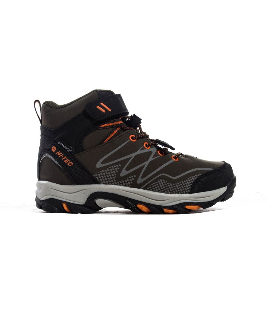 Hi-Tec Kids Blackout Mid Boots Khaki/Orange | 10