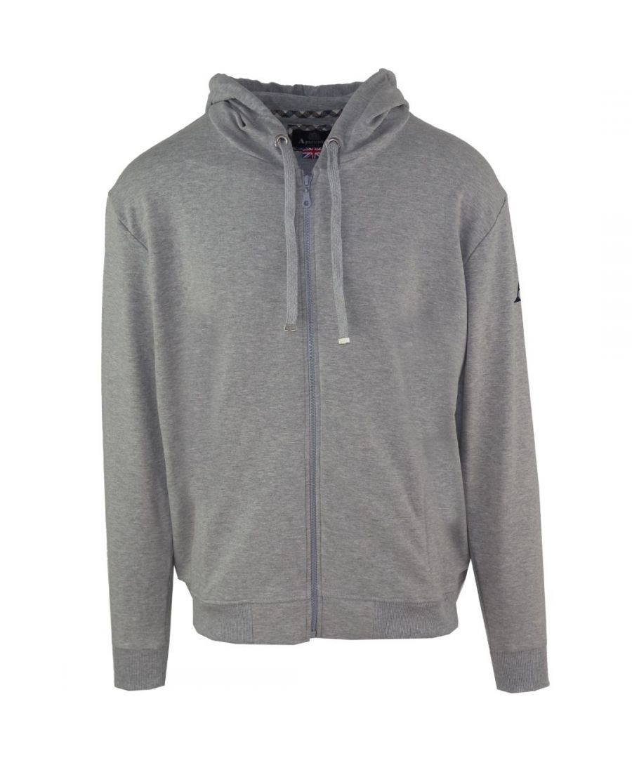 Aquascutum Aldis Logo Grey Zip Hoodie. Elasticated Sleeve Ends and Waist, Drawstring Hood. 100% Cotton Sweatshirt, Large Kangaroo Pocket. Regular Fit, Fits True To Size. Style Code: FZIA37 94