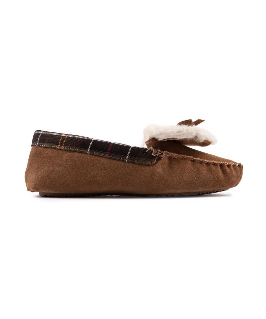 Barbour Women's  Darcie Leather Moccasin Slippers - BARBR34525 / 320 324 - Tan Suede 8