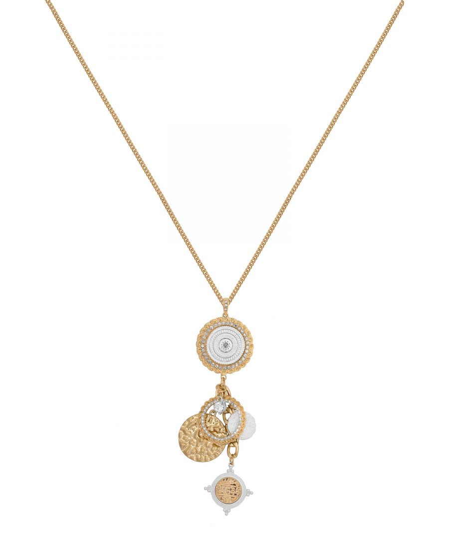 Perfect for those who love to dress dainty and cute, Bibi Bijoux's multi-coin necklace is an array of gold mixed coin charms that combine allure and sophistication. Stand out from the crowd with this minimalist, dainty and charming necklace. A piece that you’ll want to wear every day at the office or out to a party. This delicate gold and silver tone plated long pendant necklace measures 84cm with a lobster clasp fastening and 8cm extender chain.  Presented in a BB pouch to keep safe or for perfect gifting!
