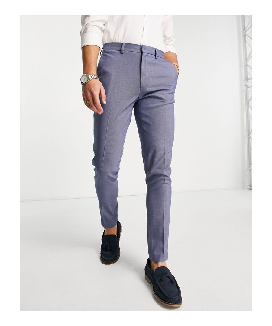Trousers & Chinos by ASOS DESIGN Do the smart thing Regular rise Belt loops Functional pockets Super-skinny fit  Sold By: Asos