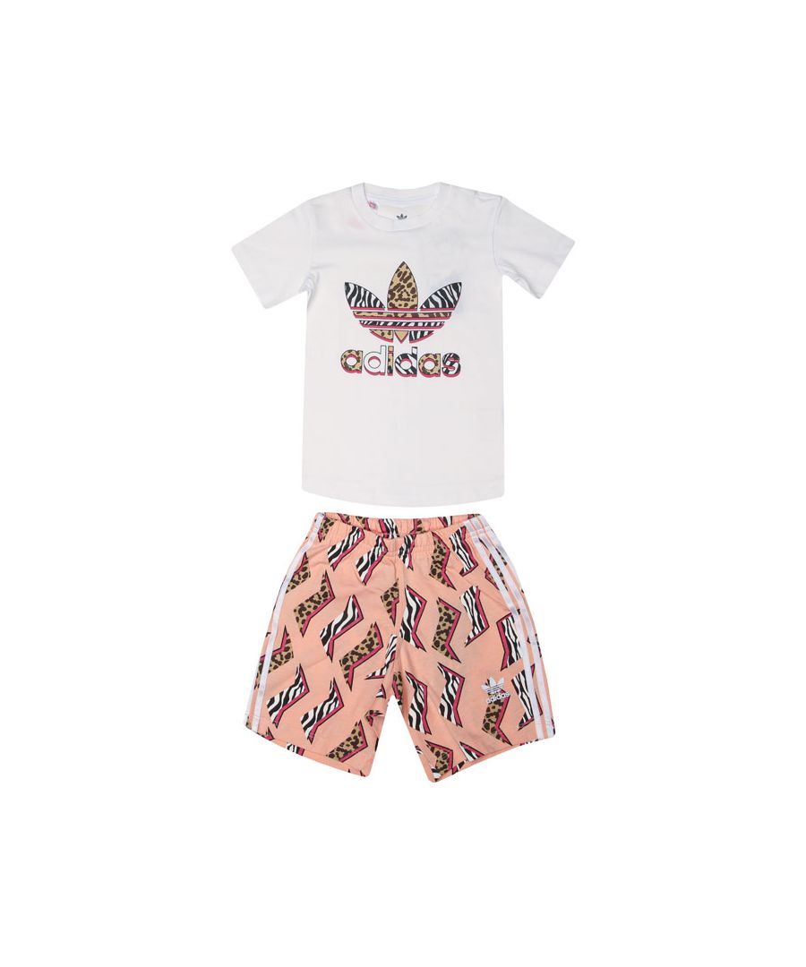 Image for Girl's adidas Originals Baby Graphic Print Shorts And Tee Set in White