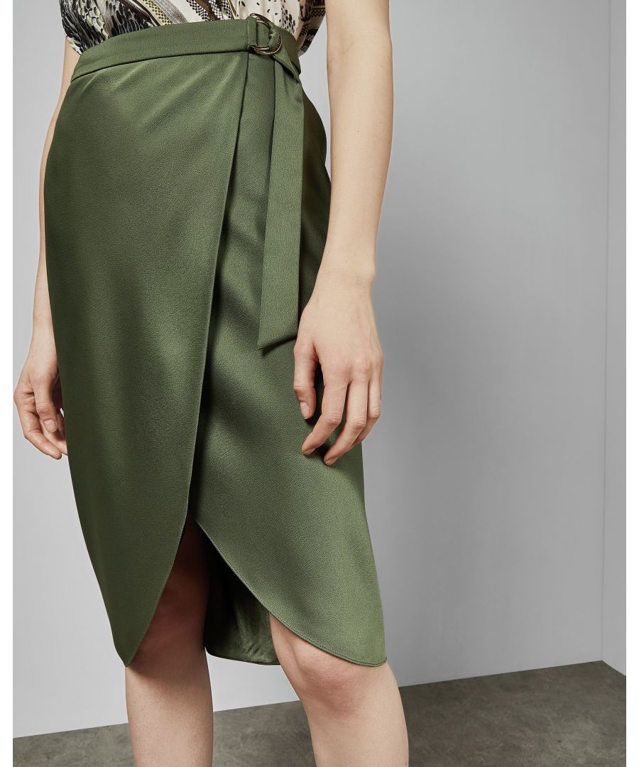 Image for Ted Baker Aleyxa Belted Wrap Midi Skirt, Khaki