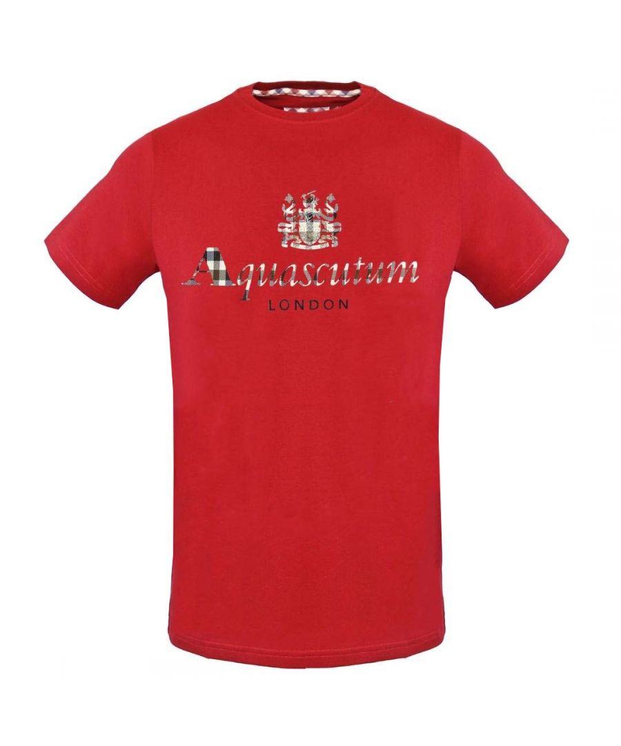 Image for Aquascutum Classic Check Logo Red T-Shirt