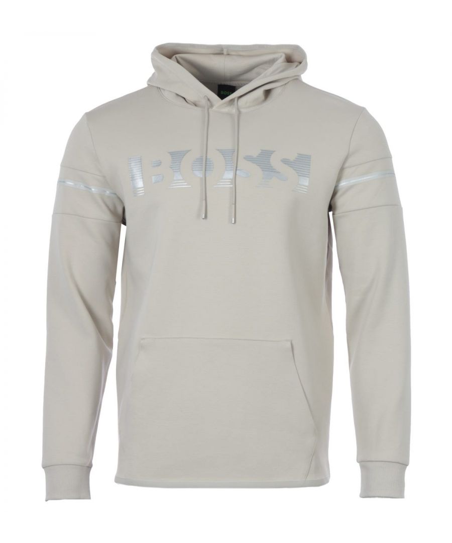 The Soody Side Stripe Hooded Sweatshirt from BOSS Athleisure is the perfect piece to refresh your wardrobe with contemporary sports style. Crafted from a smooth and comfortable stretch cotton blend interlock. Featuring a drawstring hood, a kangaroo pocket, ribbed cuffs and coordinating side stripes at the sleeves for an athletic look. Finished with an iconic BOSS logo printed across the chest.Regular Fit , Stretch Cotton Blend Interlock, Adjustable Drawstring Hood, Kangaroo Pocket, Ribbed Cuffs & Bound Hem, Side Stripe Detailing, BOSS Branding. Style & FitRegular Fit, Fits True to Size. Composition & Care: 80% Cotton, 15% Polyester, 5% Elastane, Machine Wash.