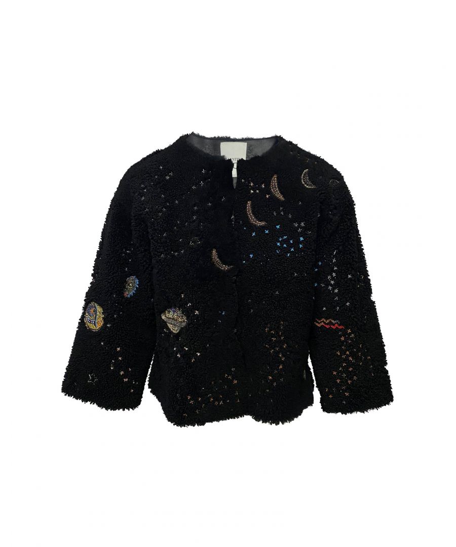 VINTAGE. RRP AS NEW. This piece of art is by Valentino. Created with Galaxy in mind, the details are embroidered carefully on to the jacket.\n\nValentino Embroidered Galaxy Jacket in Black Cotton\nColor: black\nMaterial: Cotton\nCondition: excellent\nSize: IT42/S\nSign of wear: No\nSKU: 85753   \nDimensions:  Length: 530 mm
