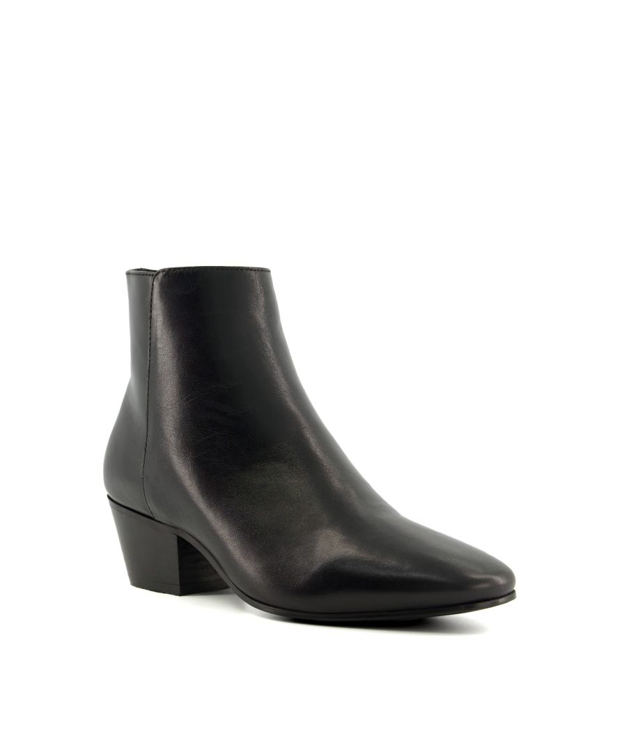 Dune London Womens Ladies Pisco - Western-Style Ankle Boots - Black Leather (archived) - Size UK 3