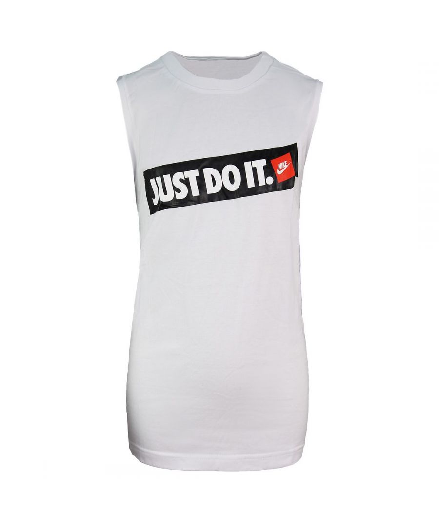 Nike Just Do It Graphic Logo Crew Neck Sleeveless White Mens Vest 263744 100