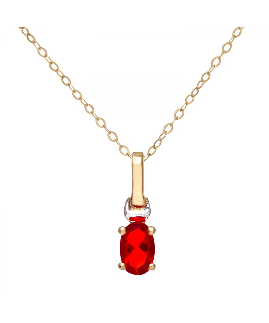 Image for 9ct Yellow and White Gold Ladies Cubic Zirconia Created Ruby Birth Stone Pendant + 16