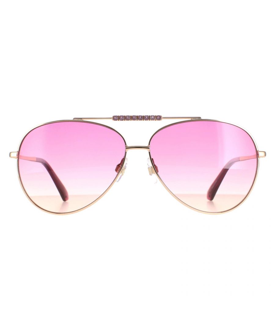 Swarovski Aviator Womens Shiny Rose Gold Pink Gradient SK0308  SK0308 are a stylish aviator style crafted from lightweight metal. Gorgeous Swarovski crystals embellish the top brow bar while silicone nose pads ensure all day comfort. The brand's logo features on the slender temples for brand authenticity.