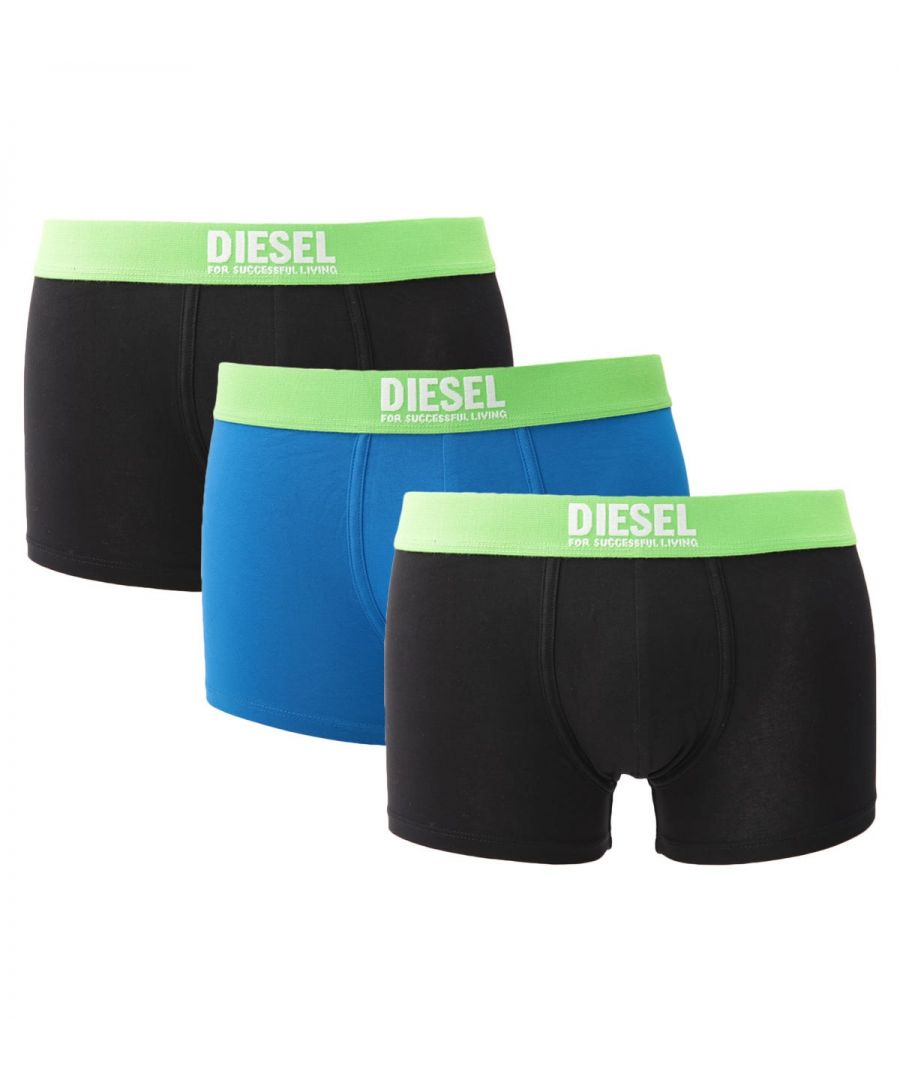 Inject some Diesel DNA into your everyday essentials. Delivering comfort, reliability and style, this three-pack of boxer trunks are crafted from organic cotton with added stretch and feature an elasticated waistband with iconic Diesel branding. Three Pack, Stretch Organic Cotton, Elasticated Waistband, 95% Organic Cotton & 5% Elastane, Diesel Branding.