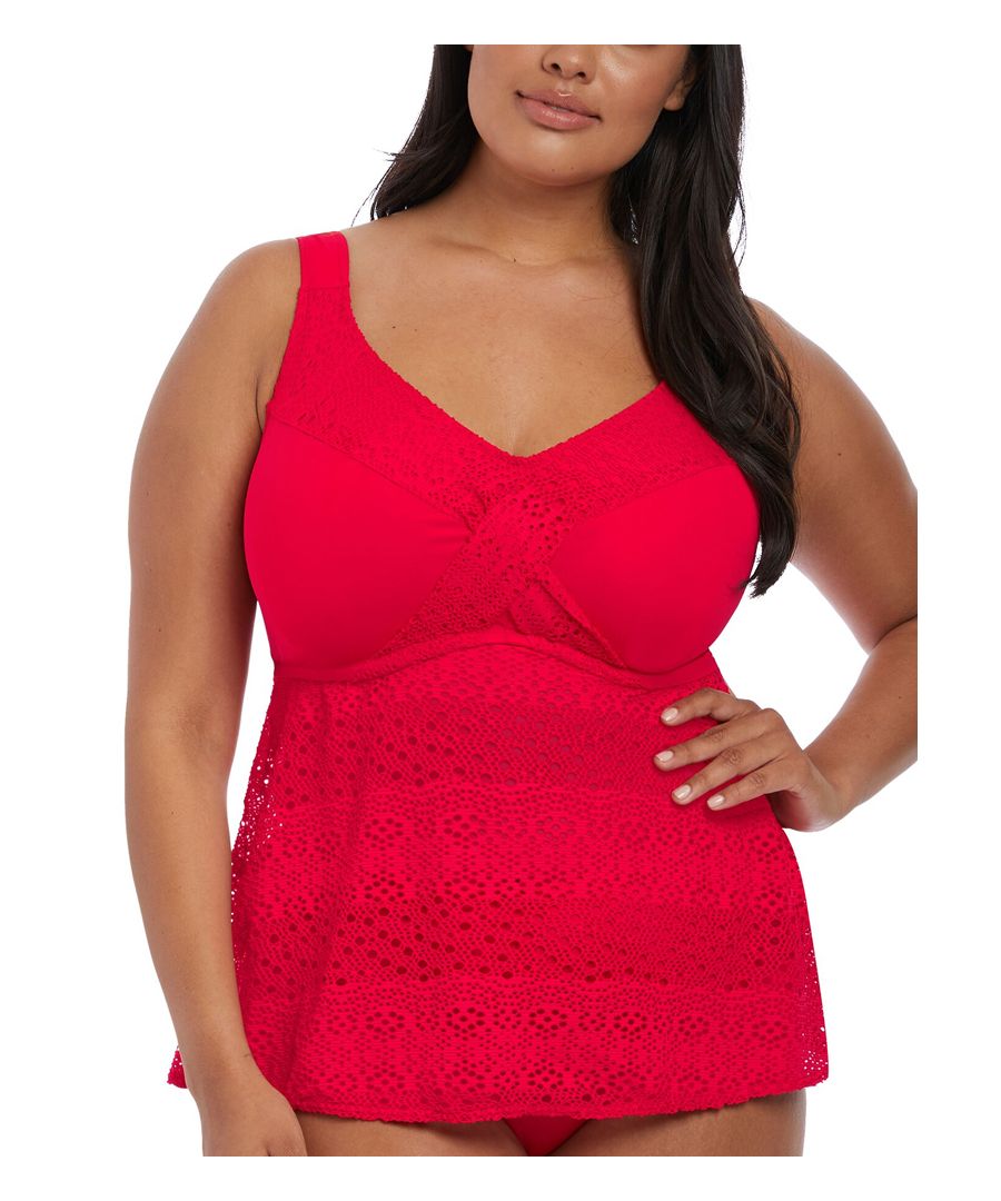 Elomi Womens Indie Twist Front Tankini Top - Red - Size 2XL