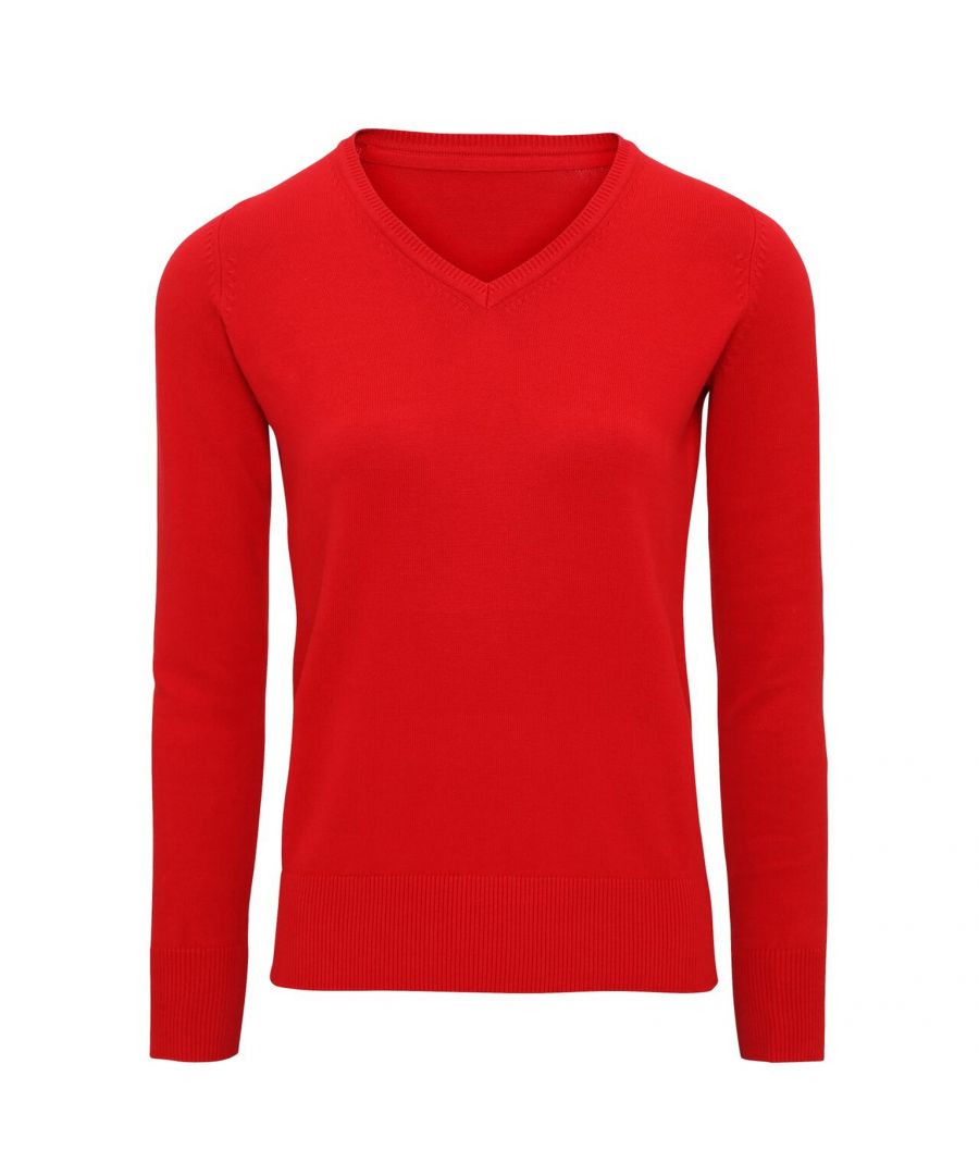 Image for Asquith And Fox Womens/Ladies V-Neck Sweater (Cherry Red)
