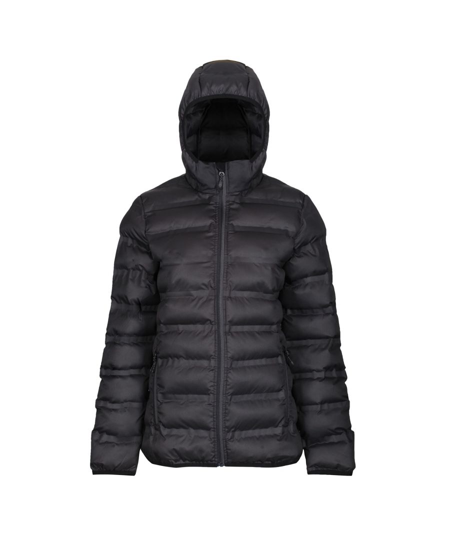 Material: 100% Polyester. Fabric: Micro Poplin, Warmloft. Design: Quilted. Compressible, Padded, Stretch Binding, Welded Seam. Fabric Technology: Lightweight, Water Repellent, Windproof. Neckline: Hooded. Sleeve-Type: Long-Sleeved. Hood Features: Grown On Hood, Stretch Binding. Pockets: 2 Lower Pockets, Zip. Fastening: Full Zip.