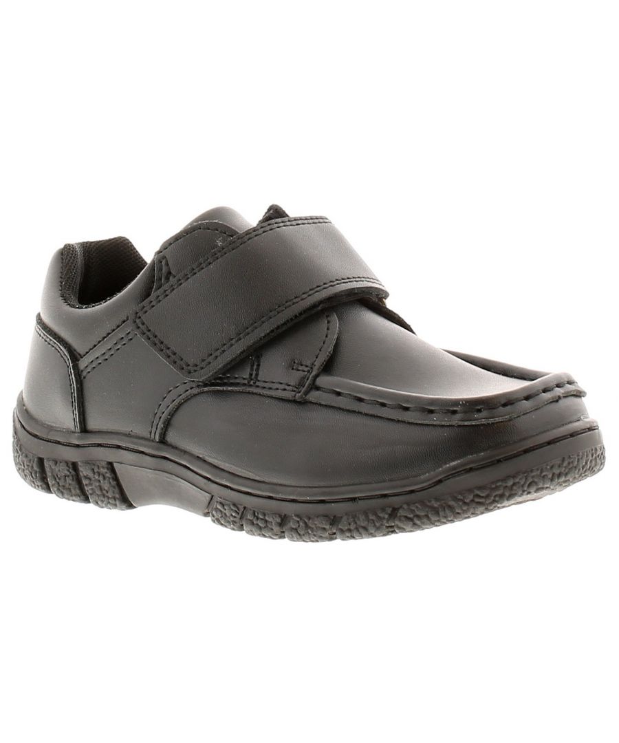 Rockstorm Artful Younger Boys School Shoes Black. Manmade Upper. Fabric Lining. Synthetic Sole. Younger Boys Touch Close Fastening School Shoe.