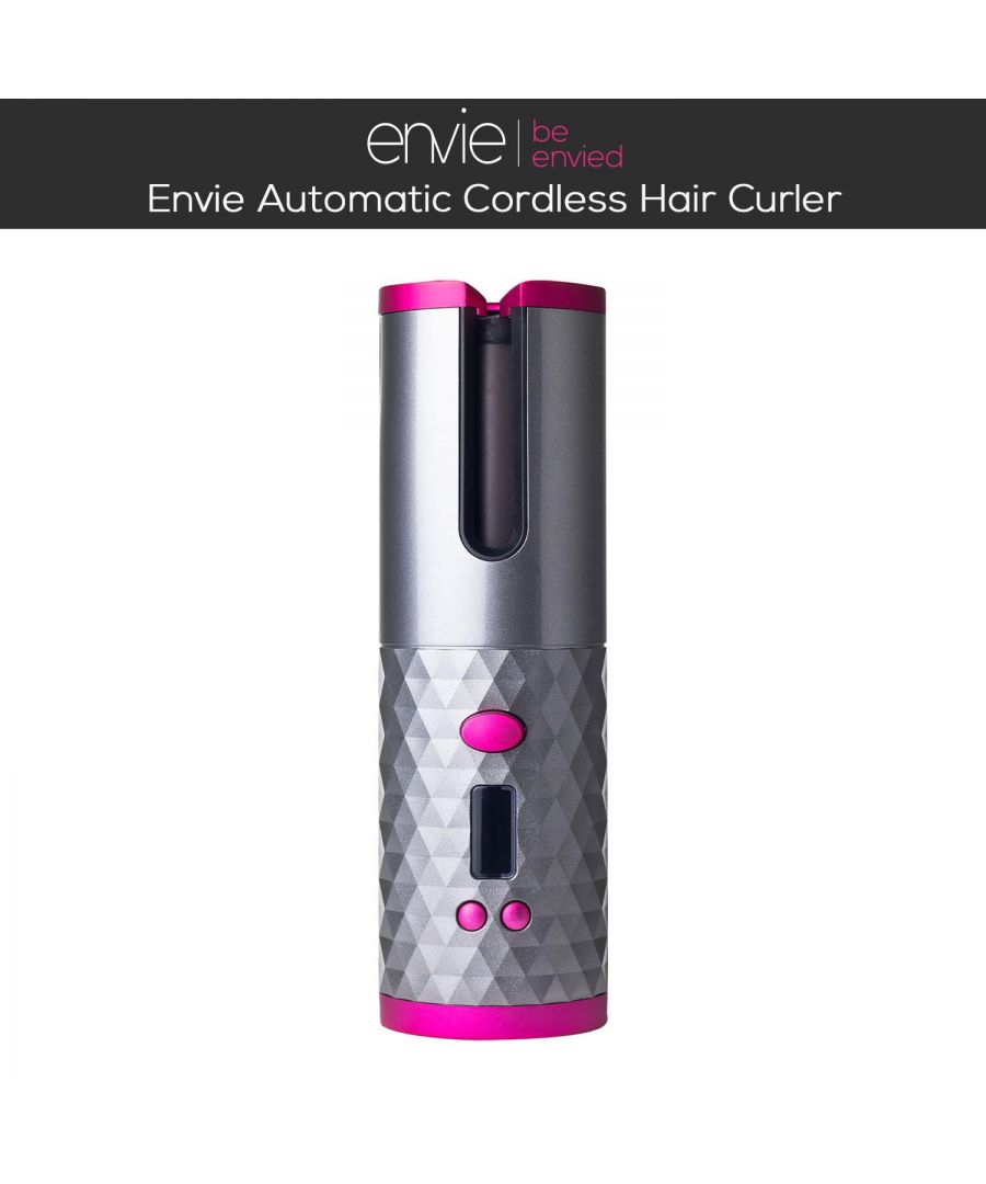 Create glamourous curls on the go all with the touch of a button.  Effortlessly creating curls in a matter of seconds, this automatic curling iron is cordless and infused with a nano silver and ceramic coating, protecting and enhancing the hair’s condition by locking in natural moisture and transforming frizzy hair into sleek, shiny and healthy hair.  \n\nKey Features:\nCordless and portable, can be used anywhere \nSafe to use with the built-in Smart Sensor System, an automatic circuit breaker that cuts power if your hair becomes stuck or tangled \nAutomatic cut off – shuts off automatically after 30 minutes of non-use\nSix temperature settings (150°C to 200°C) for different hair textures\nSix timer settings (8s, 10s, 12s, 14s, 16s, 18s) to customise your curl – loose, medium or tight curls\nLeft and right direction curling options\nEasy to use\nCan be used as a power bank (USB output port on base)\nCharge using a USB charging cable\nCharging time: 4.5 hours\nWorking time: 60 minutes @ 180°C, timing varies according to usage