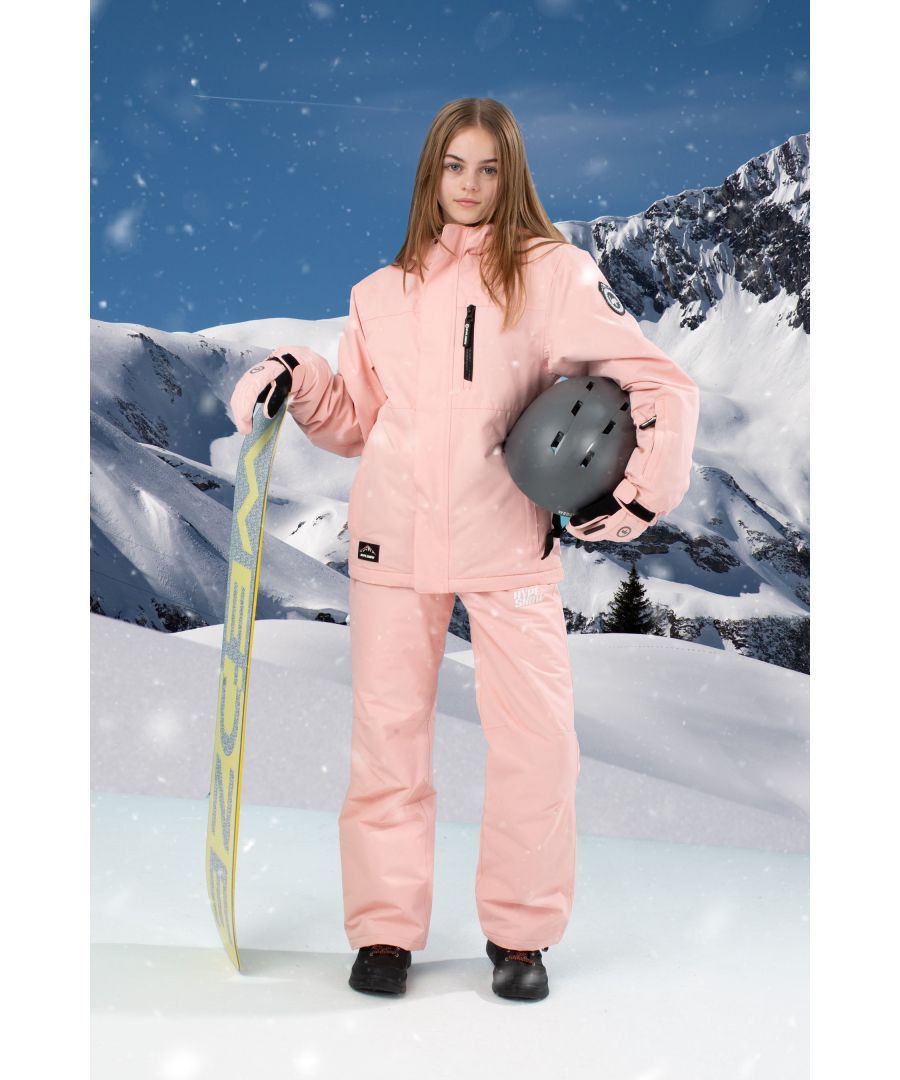 The HYPE. Snow Kids Jackets are here to keep you ahead of trends even on the slopes. With a high neck fastening, fixed hood, double secure pockets and inside padding for the ultimate comfort. This is designed in our standard kids snow jacket shape, perfect for boys, girls and genderless. Machine washable.