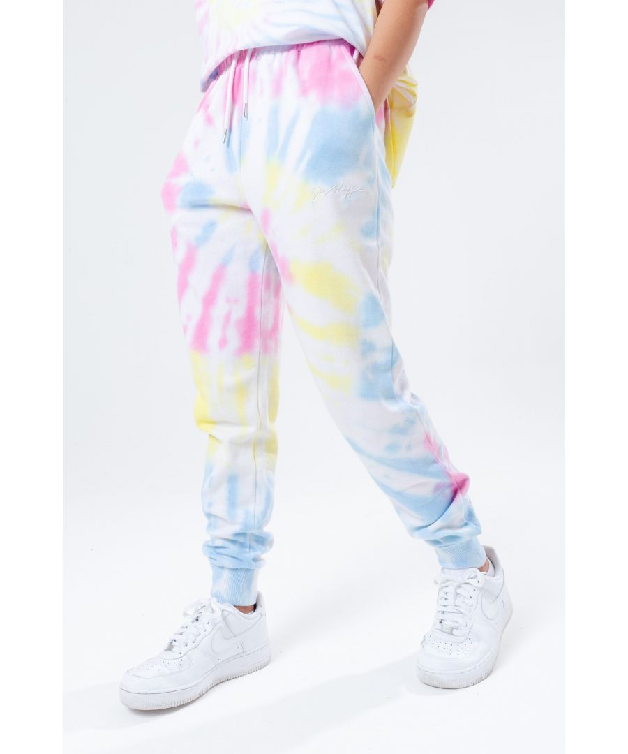 Image for Hype Rainbow Pastel Tie Dye Scribble Logo Women's Joggers