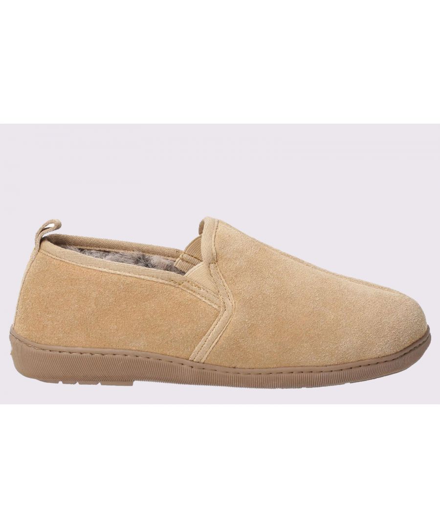 Mens Suede slippers from Hush Puppies - the Arnold. In classic slip on styling with cosy faux fur lining and sock keeps you comfy all day whilst the indoor/outdoor sole is flexible and hardwearing. Comes in a gift box for the perfect present\n-Real Suede Upper\n-Super Warm Lining\n-Memory Foam Comfort Insole.\n-Indoor and Outdoor Flexible and Hardwearing Unit