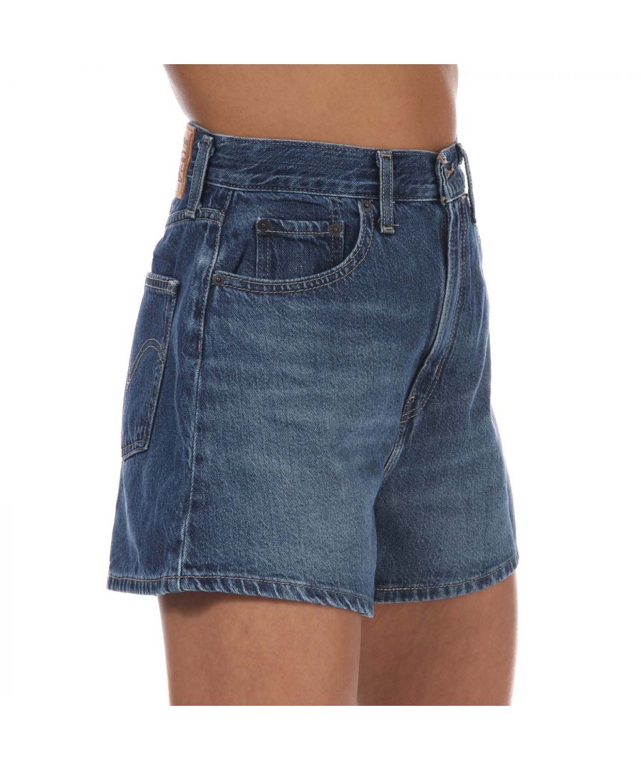 Levi's Womenss Levis High Loose Shorts in Denim - Blue Cotton - Size 27 (Waist)