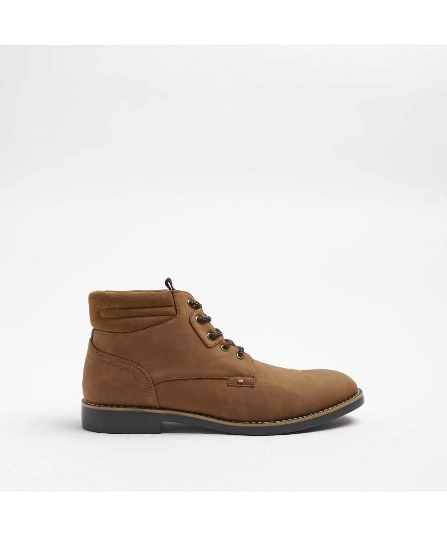 > Brand: River Island> Department: Men> Upper Material: PU> Material Composition: Upper: PU, Sole: Rubber> Type: Boot> Style: Chukka> Occasion: Casual> Season: AW22> Pattern: No Pattern> Closure: Lace Up> Toe Shape: Round Toe> Shoe Shaft Style: Ankle> Shoe Width: E