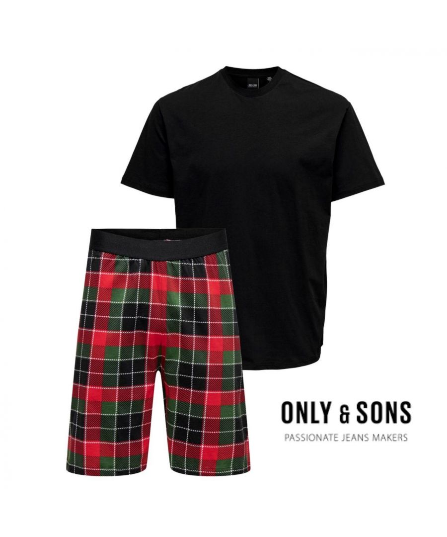 Only & Sons Mens Gift Box Pyjamas Loungewear Set - Red - Size Large