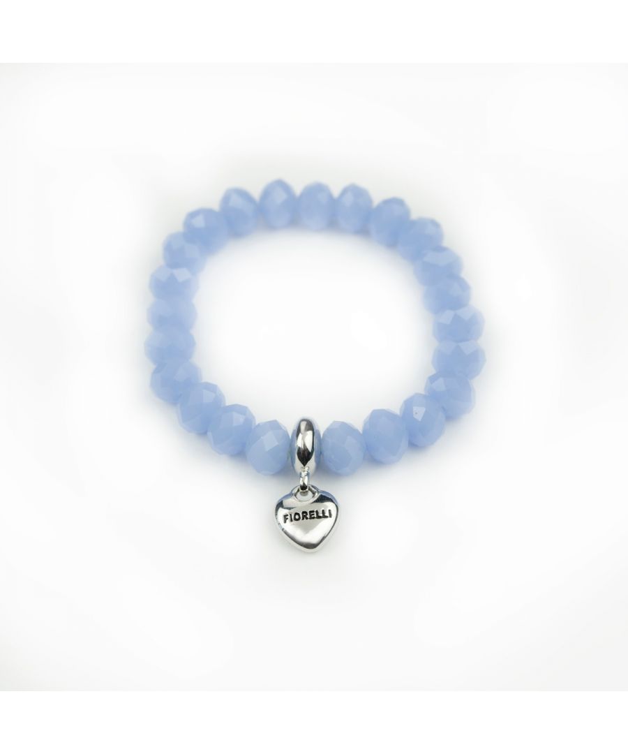Fiorelli Fashion Blue Glass Bead & Imitation Rhodium Plated Heart Charm Stretch Bracelet