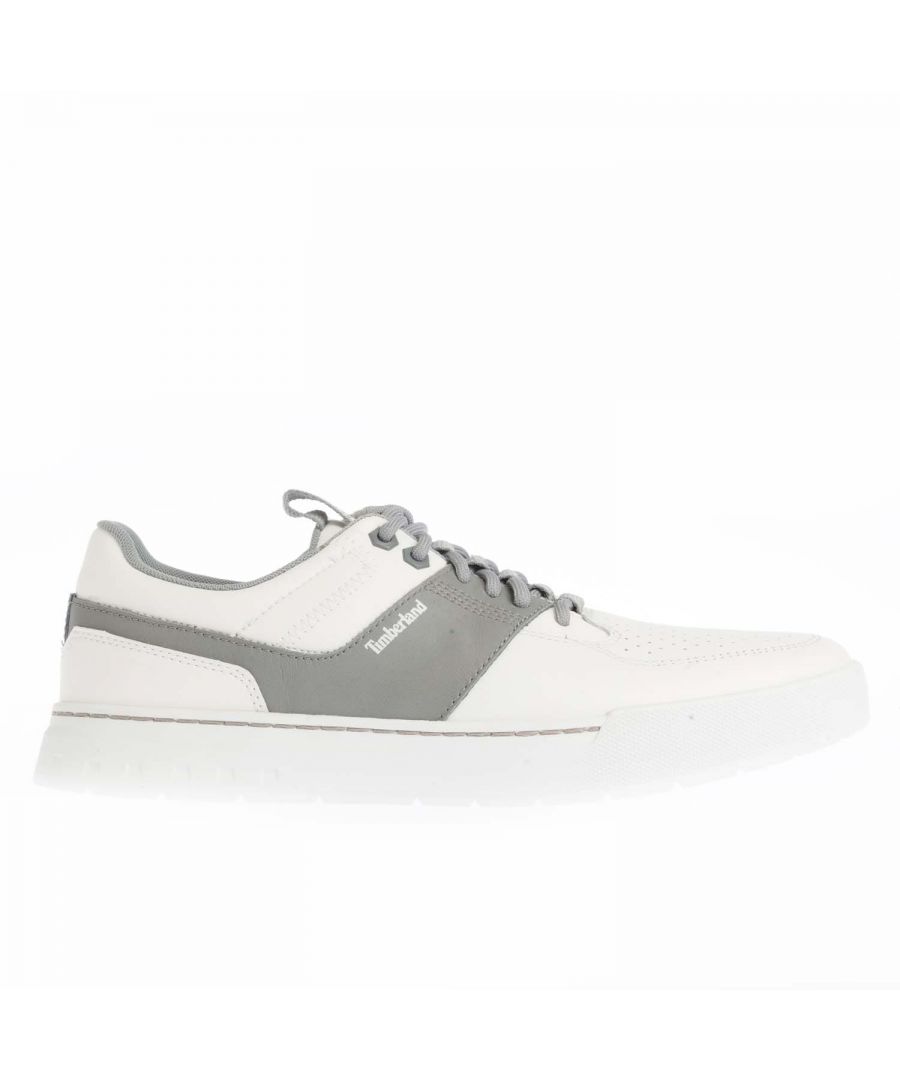 Timberland Mens Maple Grove Low Lace Trainers in White Grey Leather (archived) - Size UK 10