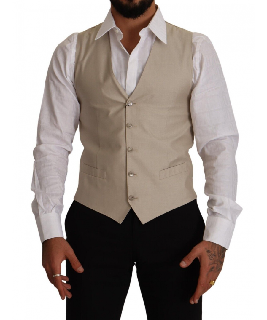 DOLCE & GABBANA\nAbsolutely stunning, 100% Authentic, brand new with tags single breasted dress vest.\nColour: Beige\nModel: Formal dress suit vest\nLogo details\nMade in Italy\nMaterial: 60% Cotton, 40% Silk\nLining: 100% Viscose